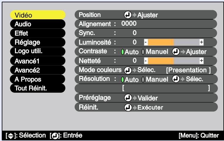 EPSON EMP-7850 - Menu "Vidéo" - 1