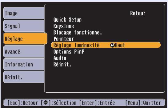 EPSON EMP-830 - Sélectionnez une option dans ce sous-menu. - 1