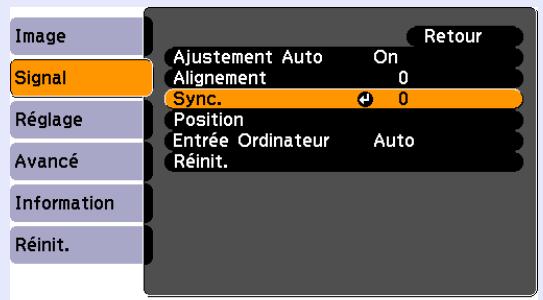 EPSON EMP-S4 - Sélectionnez "Signal" dans le menu de configuration, puis sélectionnez "Sync." - 3