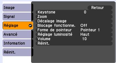 EPSON EMP-S4 - Sélection dans le menu supérieur - 3