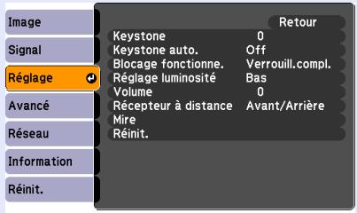 EPSON EMP-S5 - Sélection dans le menu supérieur - 4