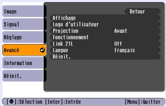 EPSON EMP-X3 - Menu "Avance" - 1