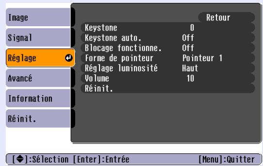 EPSON EMP-X3 - Menu "Réglage" - 2