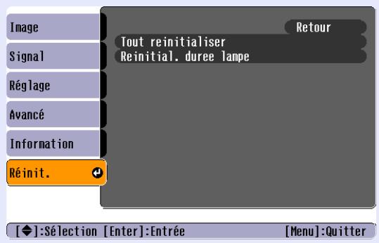 EPSON EMP-X3 - Menu "Réinit." - 1