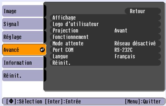 EPSON EMP-X3 - Menu "Avance" - 2