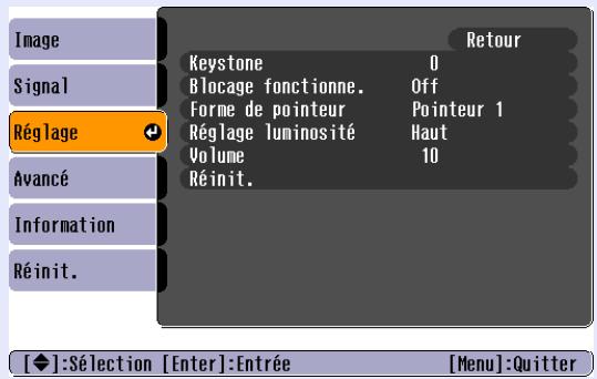 EPSON EMP-X3 - Menu "Réglage" - 1