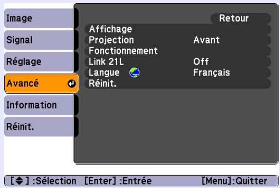 EPSON EMP-X56 - Menu Avancé - 2