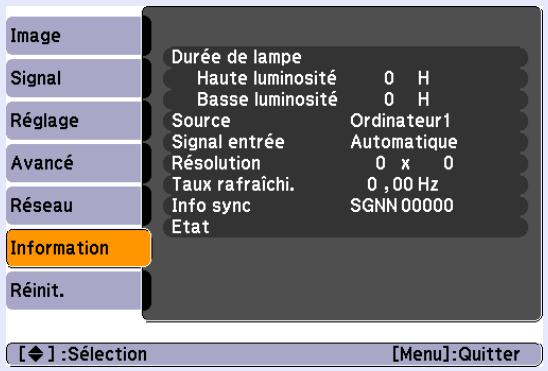 EPSON EMP-X56 - Menu Information (affichage uniquement) - 1