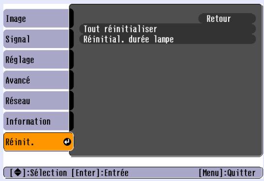 EPSON EB-1730W - Menu réinit. - 1