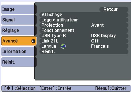 EPSON EB-W6 - Menu avancé - 1