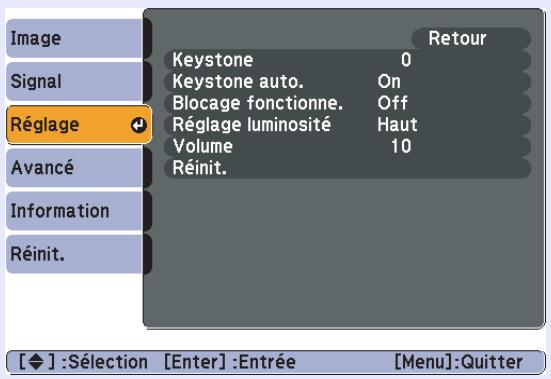 EPSON EB-X6 - Menu Réglage - 1