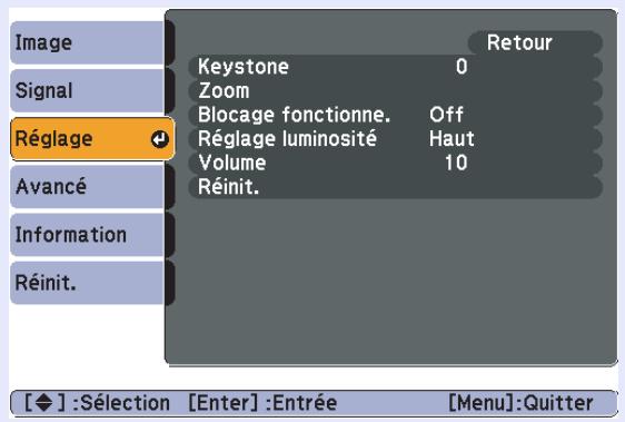 EPSON EB-X6 - Menu Réglage - 2