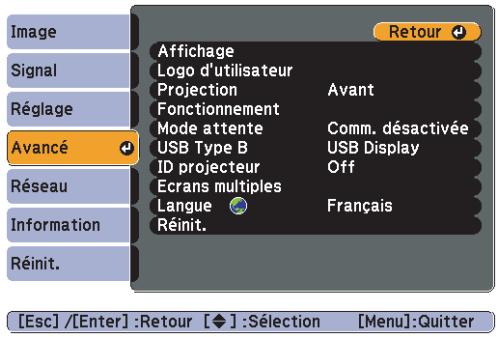 EPSON EB-1915 - Menu Avancé - 1