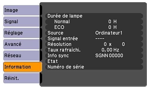 EPSON EB-460 - Menu Information (Affichage uniquement) - 2