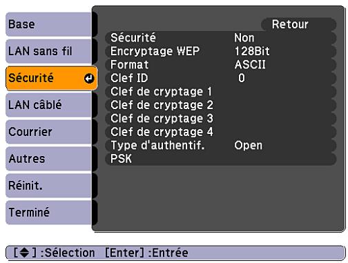 EPSON EB-460 - Menu Sécurité - 1