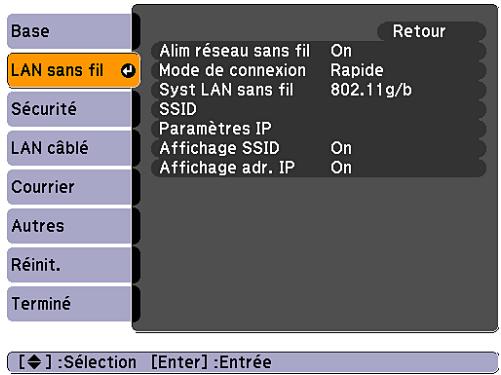 EPSON EB-460 - Menu LAN sans fil - 1