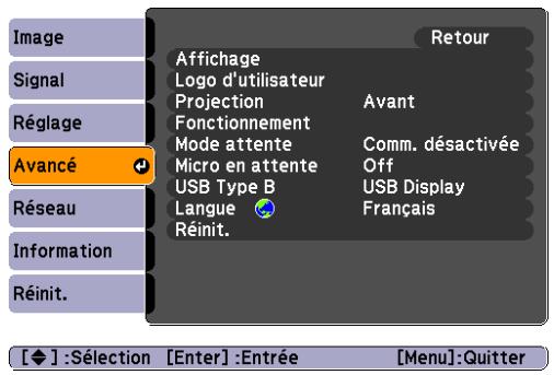 EPSON EB-825 - Menu Avancé - 1
