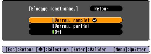 EPSON EB-825 - Sélectionnez Verrouill.compl. ou Verrou. partiel. - 1