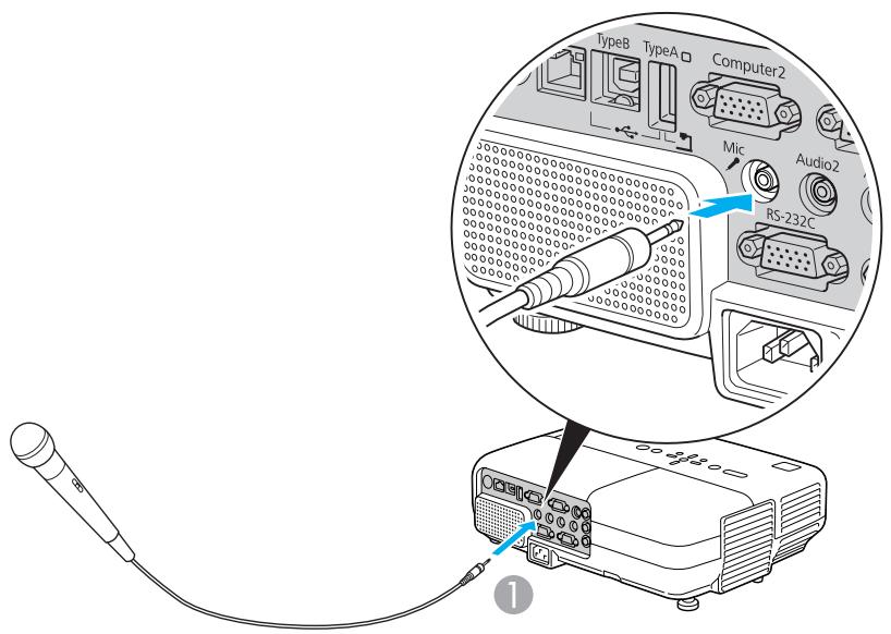 EPSON EB-825 - Connexion d'un Microphone - 1