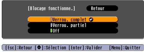 EPSON EB-84 - Sélectionnez Verrouill.compl. ou Verrou. partiel. - 1