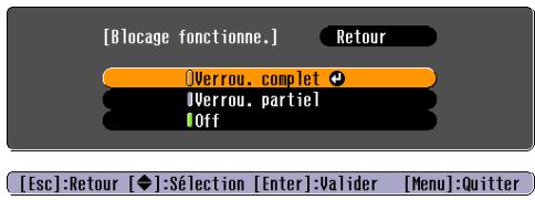 EPSON EB-85 - Sélectionnez Verrouill.compl. ou Verrou. partiel. - 1