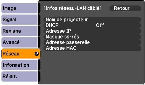 EPSON EB-85 - Menu Réseau (EB-826W/825/85/84 uniquement) - 3