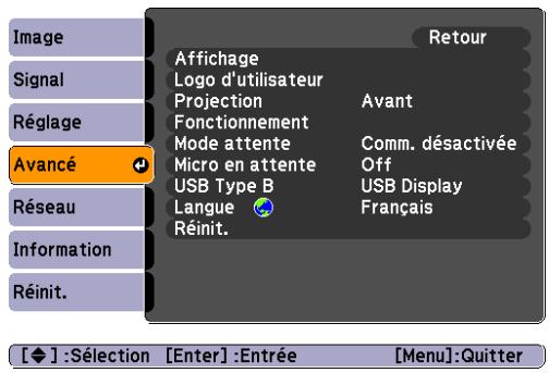 EPSON EB-85 - Menu Avancé - 1