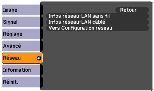 EPSON EB-85 - Menu Réseau (EB-826W/825/85/84 uniquement) - 1