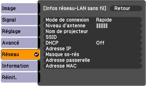 EPSON EB-85 - Menu Réseau (EB-826W/825/85/84 uniquement) - 4