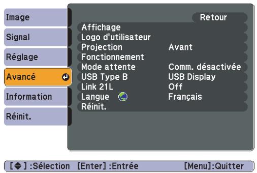 EPSON EB-S72 - Menu Avancé - 1