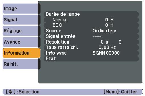 EPSON EB-S72 - Menu Information (Affichage Uniquement) - 1