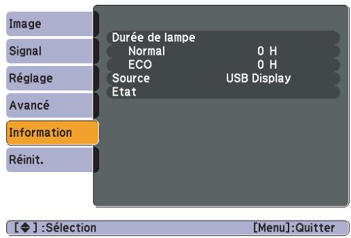EPSON EB-W8 - Menu Information (Affichage Uniquement) - 3