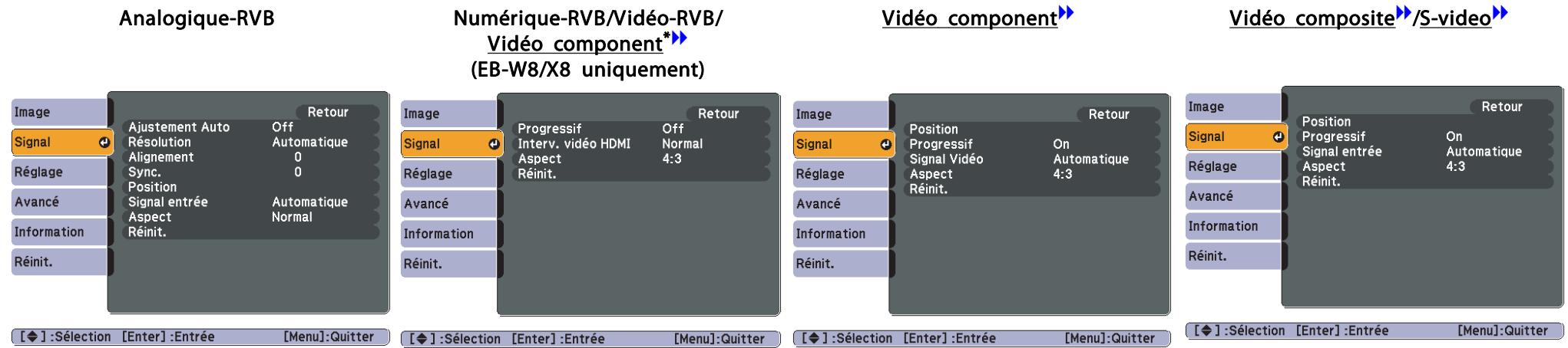 EPSON EB-W8 - Menu Signal - 1