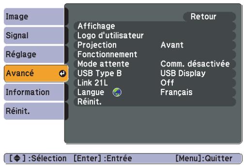 EPSON EB-W8 - Menu Avancé - 1