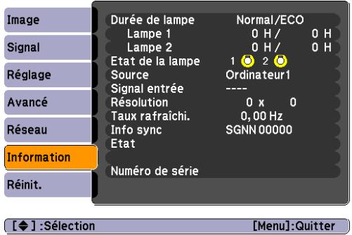 EPSON EB-Z8050W - Menu Information (affichage uniquement) - 1