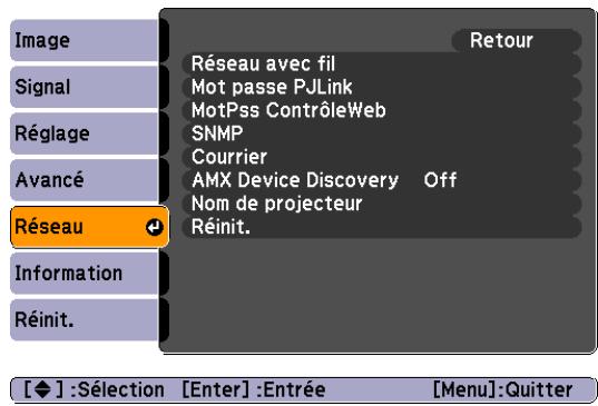 EPSON EB-Z8050W - Menu Réseau (EB-Z8000WU uniquement) - 1