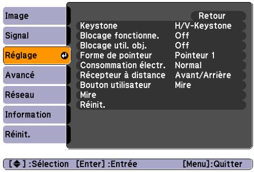 EPSON EB-Z8050W - Menu Réglage - 1