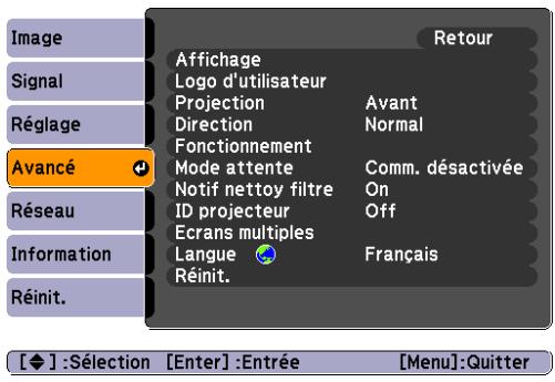EPSON EB-Z8050W - Menu Avancé - 1