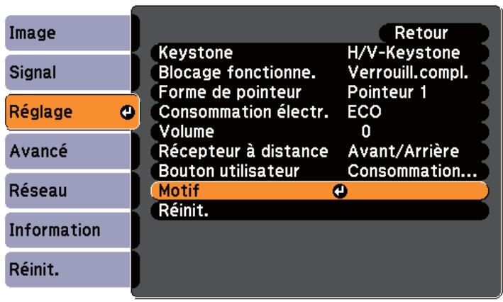 EPSON EB-1880 - Sélectionnez Motif dans Réglage. - 1