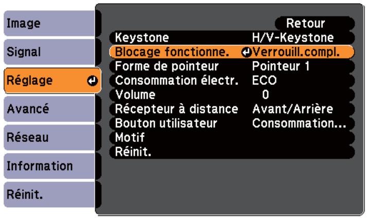EPSON EB-1880 - Verrouillage des touches de fonctionnement (Blocage fonctionne.) - 3