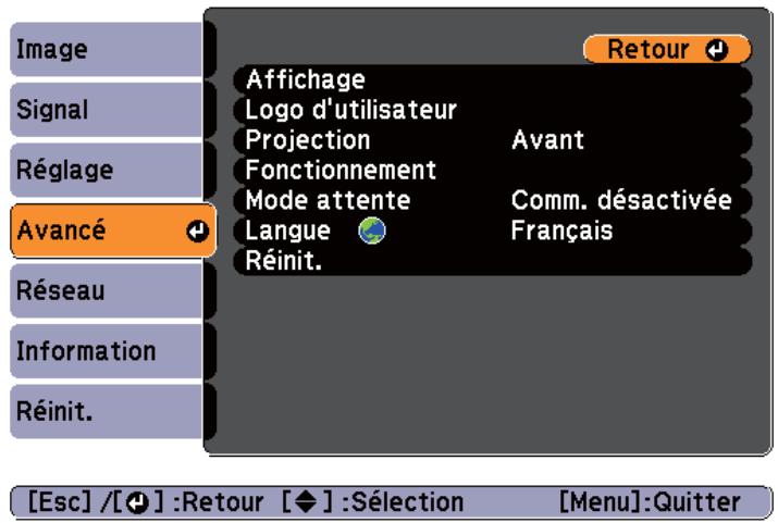 EPSON EB-1880 - Menu Avancé - 1