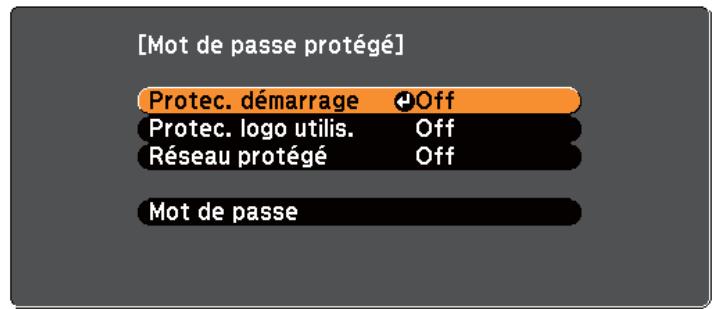 EPSON EB-1880 - Réglage de la fonction Mot de passe protégé - 3
