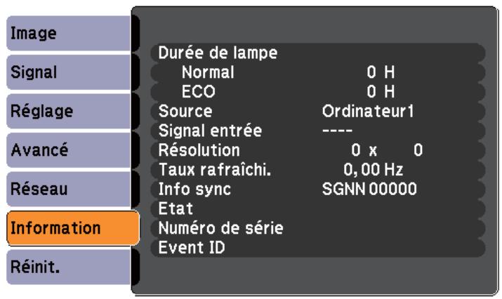 EPSON EB-1880 - Menu Information (Affichage uniquement) - 1