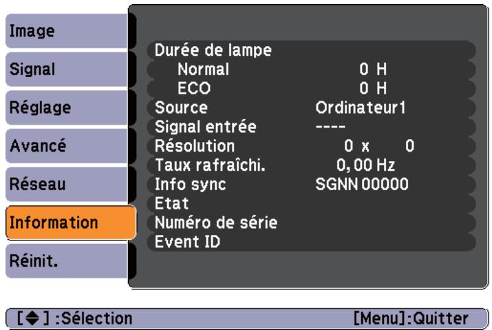 EPSON EB-1940W - Menu information (affichage uniquement) - 1