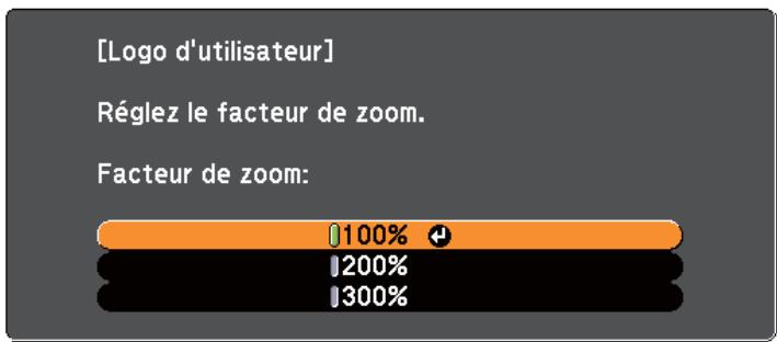 EPSON EB-1950 - Sélectionnez le facteur de zoom dans l'écran de réglage du zoom. - 1