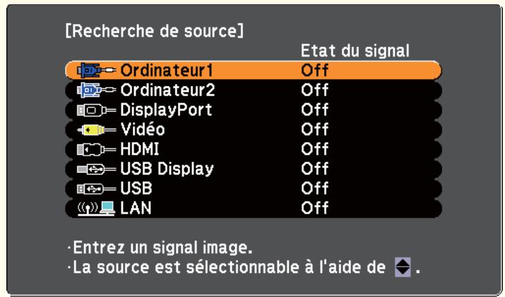 EPSON EB-1950 - Détection automatique des signaux d'entrée et modification de l'image projetée (Recherche de source) - 5