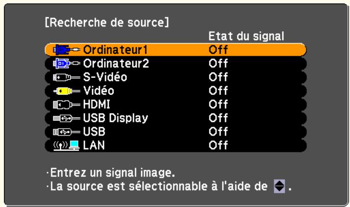 EPSON EB-430 - Détection automatique des signaux d'entrée et modification de l'image projetée (Recherche de source) - 5