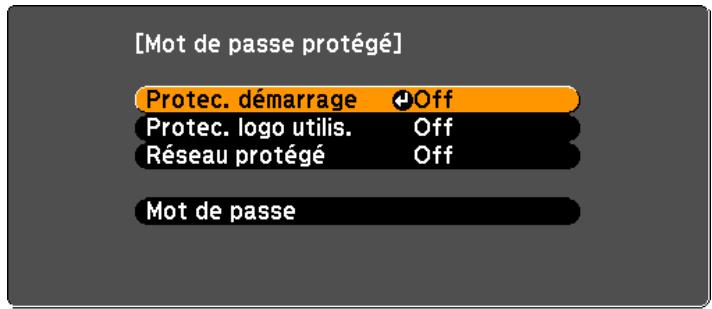 EPSON EB-430 - Réglage de la fonction Mot de passage protégé - 4