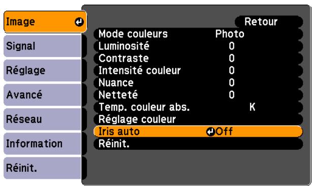 EPSON EB-430 - Sélectionnez Iris auto dans Image. - 1