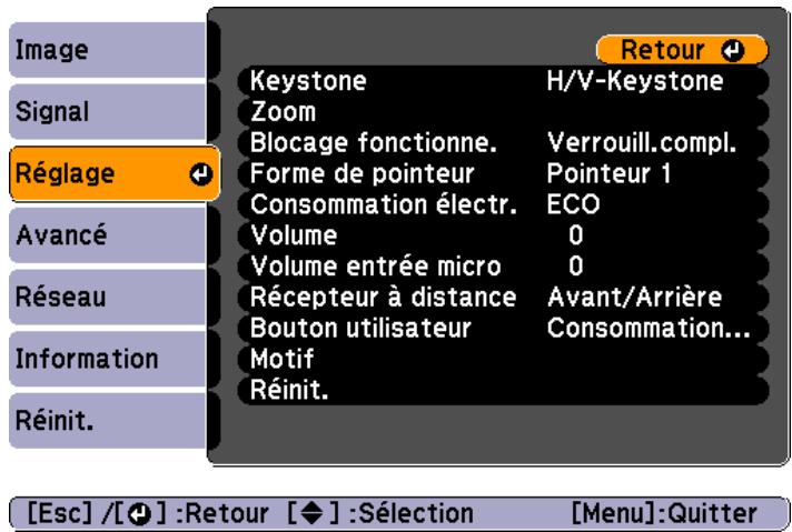 EPSON EB-430 - Menu Réglage - 1